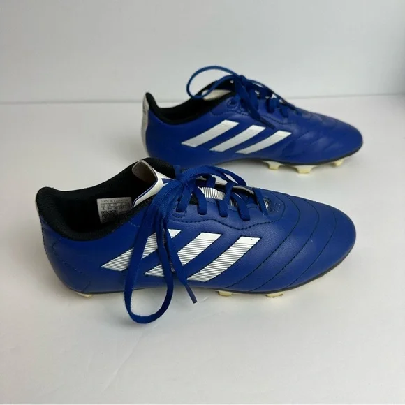 ❌SOLD❌Adidas Soccer Cleats Youth Boys Size 4 Blue White Outdoor Sports - Picture 2 of 11